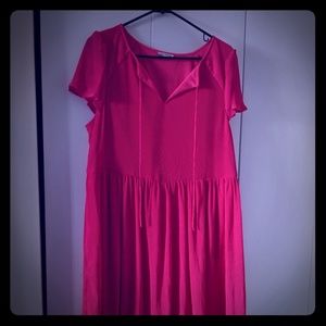 Pink pleated material dress